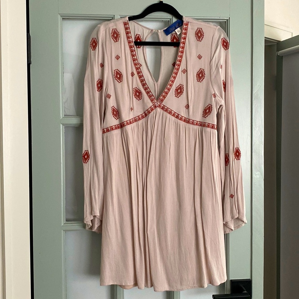 Blue Rain Boho Embroidered Tunic Dress